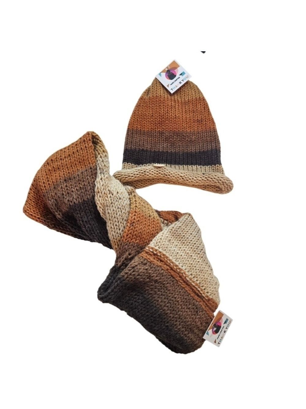Handmade Crochet Scarf and Beanie Set Fall Colors